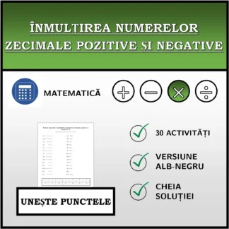 Exercițiu de asociere: Înmulțirea numerelor zecimale pozitive și negative