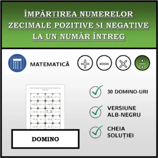 Domino: Împărțirea numerelor zecimale pozitive și negative la un număr întreg