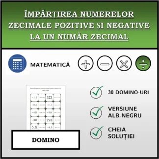 Domino: Împărțirea numerelor zecimale pozitive și negative la un număr zecimal