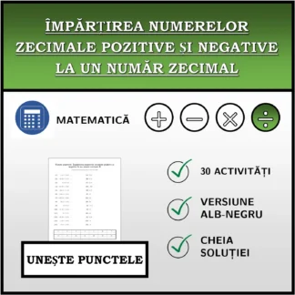 Exercițiu de asociere: Împărțirea numerelor zecimale pozitive și negative la un număr zecimal