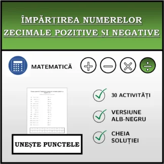 Exercițiu de asociere: Împărțirea numerelor zecimale pozitive și negative