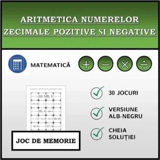 Joc de memorie: Aritmetica numerelor zecimale pozitive și negative