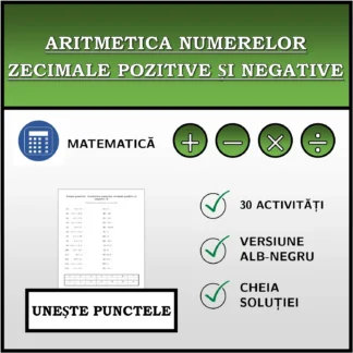 Exercițiu de asociere: Aritmetica numerelor zecimale pozitive și negative