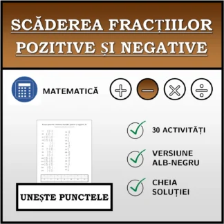Exercițiu de asociere: Scăderea fracțiilor pozitive și negative