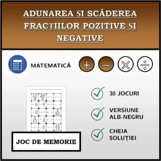 Joc de memorie: Adunarea și scăderea fracțiilor pozitive și negative