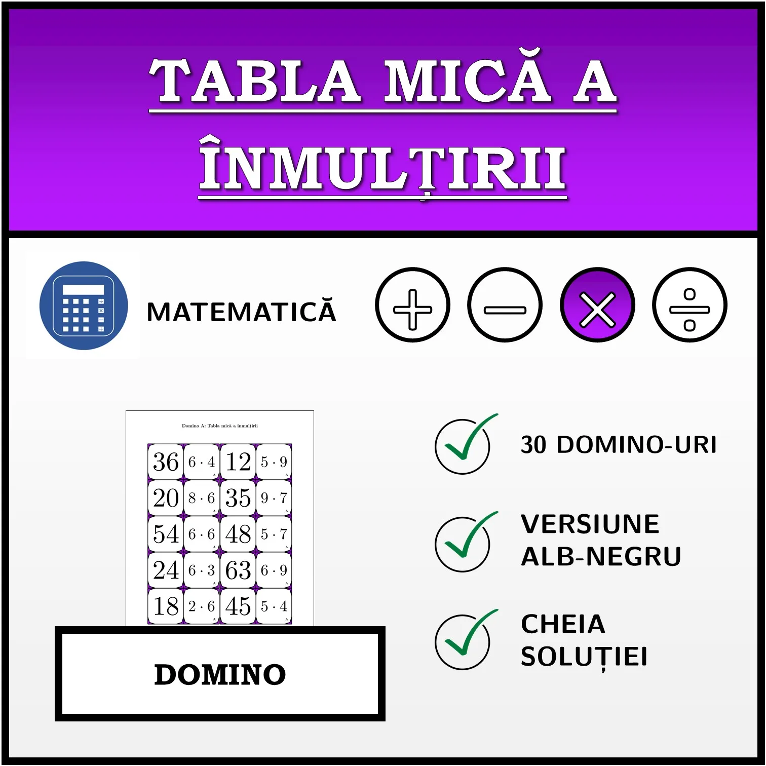 Domino: Tabla mică a înmulțirii