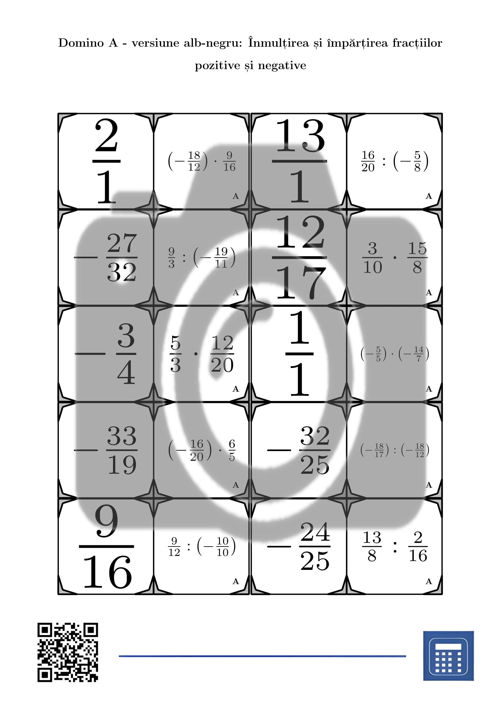 Domino: Înmulțirea și împărțirea fracțiilor pozitive și negative - imagine 3