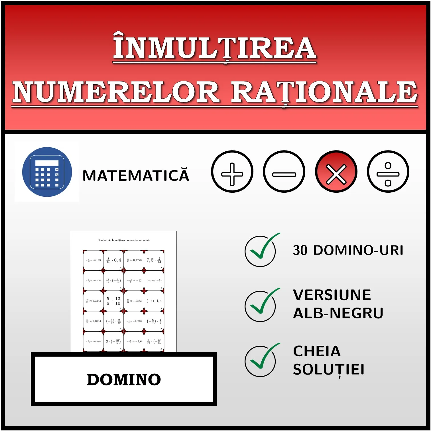 Domino: Înmulțirea numerelor raționale