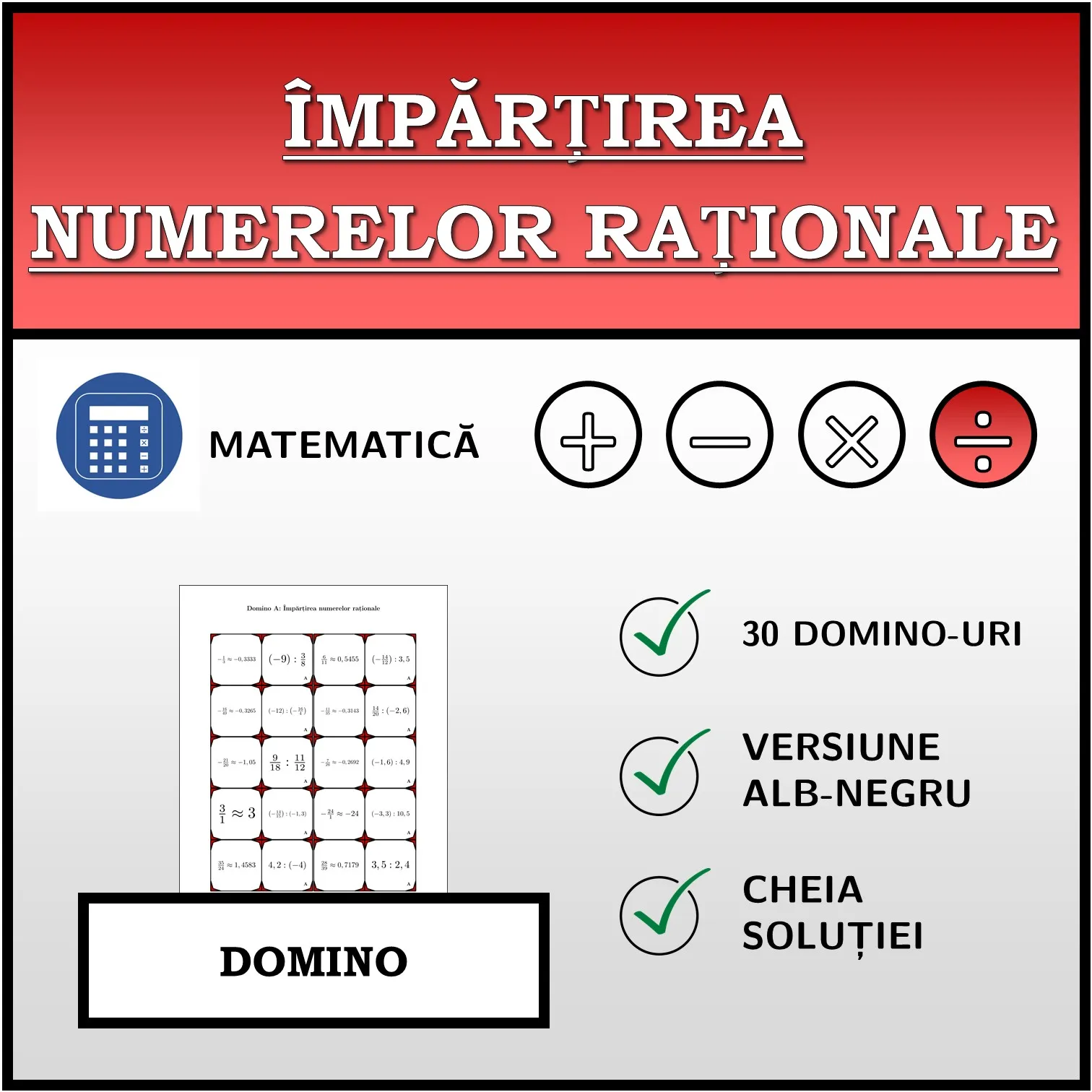 Domino: Împărțirea numerelor raționale