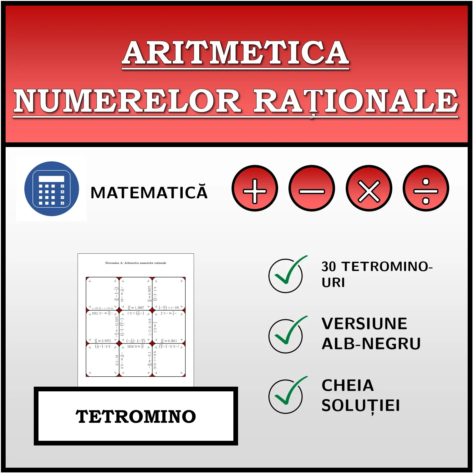 Tetromino: Aritmetica numerelor raționale