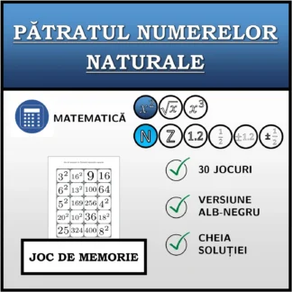 Joc de memorie: Pătratul numerelor naturale