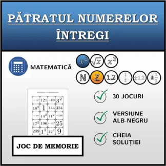 Joc de memorie: Pătratul numerelor întregi