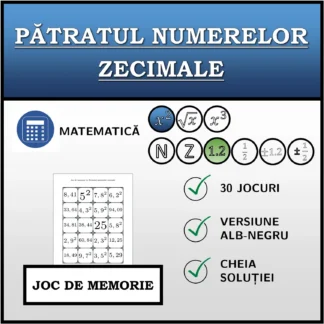 Joc de memorie: Pătratul numerelor zecimale