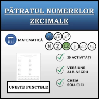 Exercițiu de asociere: Pătratul numerelor zecimale