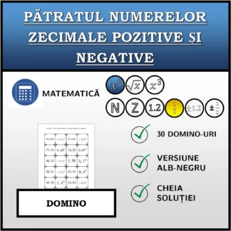 Domino: Pătratul numerelor zecimale pozitive și negative