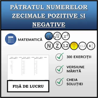 Fișă de lucru: Pătratul numerelor zecimale pozitive și negative