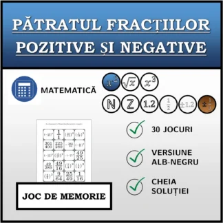 Joc de memorie: Pătratul fracțiilor pozitive și negative
