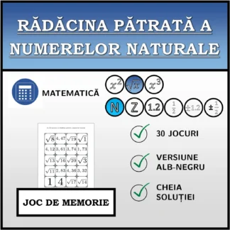 Joc de memorie: Rădăcina pătrată a numerelor naturale