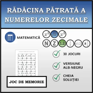 Joc de memorie: Rădăcina pătrată a numerelor zecimale