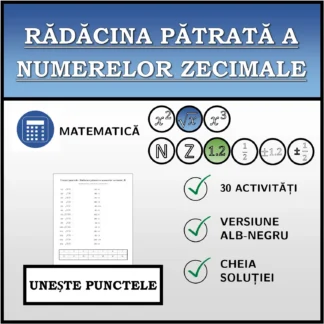 Exercițiu de asociere: Rădăcina pătrată a numerelor zecimale