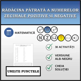 Exercițiu de asociere: Rădăcina pătrată a numerelor zecimale pozitive și negative