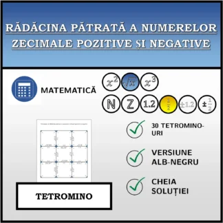 Tetromino: Rădăcina pătrată a numerelor zecimale pozitive și negative