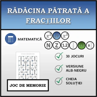 Joc de memorie: Rădăcina pătrată a fracțiilor
