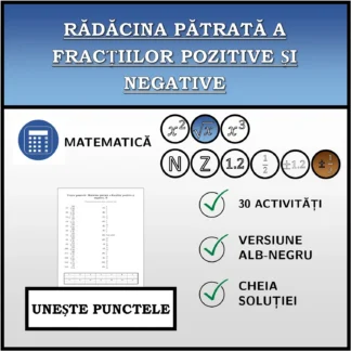 Exercițiu de asociere: Rădăcina pătrată a fracțiilor pozitive și negative