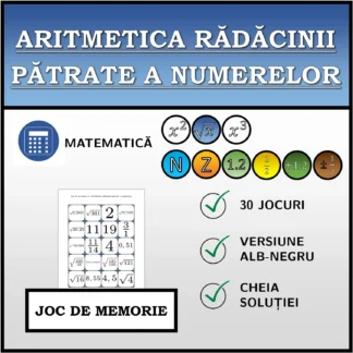 Joc de memorie: Aritmetica rădăcinii pătrate a numerelor