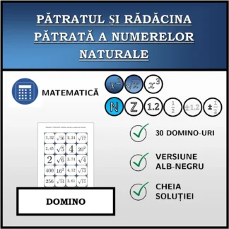 Domino: Pătratul și rădăcina pătrată a numerelor naturale