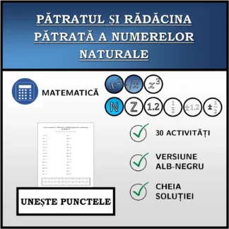 Exercițiu de asociere: Pătratul și rădăcina pătrată a numerelor naturale