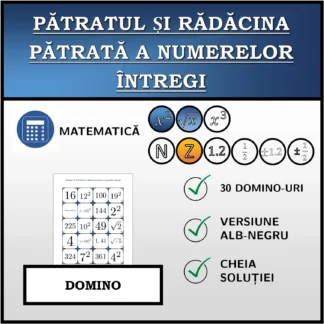 Domino: Pătratul și rădăcina pătrată a numerelor întregi