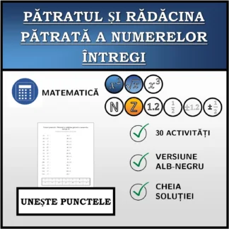 Exercițiu de asociere: Pătratul și rădăcina pătrată a numerelor întregi
