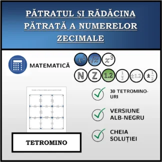 Tetromino: Pătratul și rădăcina pătrată a numerelor zecimale