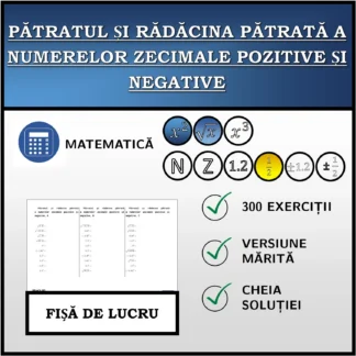 Fișă de lucru: Pătratul și rădăcina pătrată a numerelor zecimale pozitive și negative