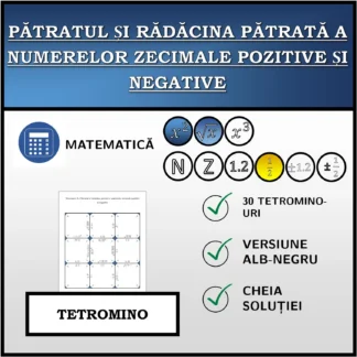 Tetromino: Pătratul și rădăcina pătrată a numerelor zecimale pozitive și negative